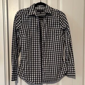 Banana Republic Black and White Checkered Blouse